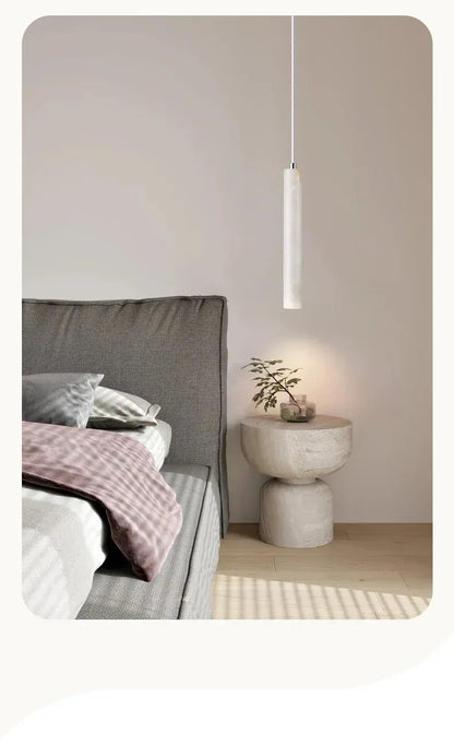 Japandi LED Pendant Lamp Wood Tube Japan Style Bedroom Light