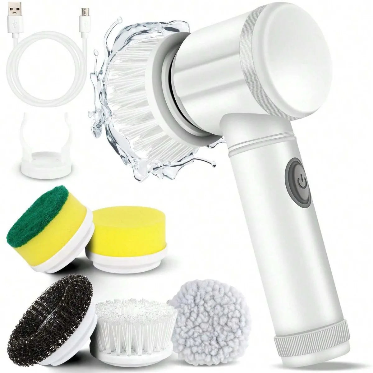 Cordless Electric Spin Scrubber Brush - 5 in 1 Household Cleaning Tool for Kitchen & Bathroom