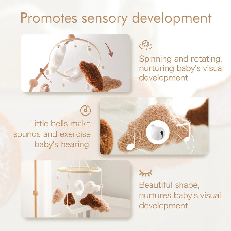 Baby Crib Mobile Wooden Nursery Newborn Sensory Toys
