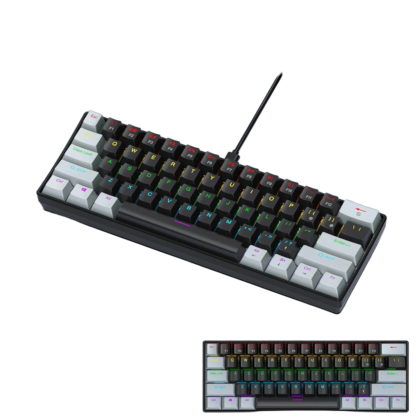 60 Percent Mechanical Mini Keyboard Wired RGB Portable