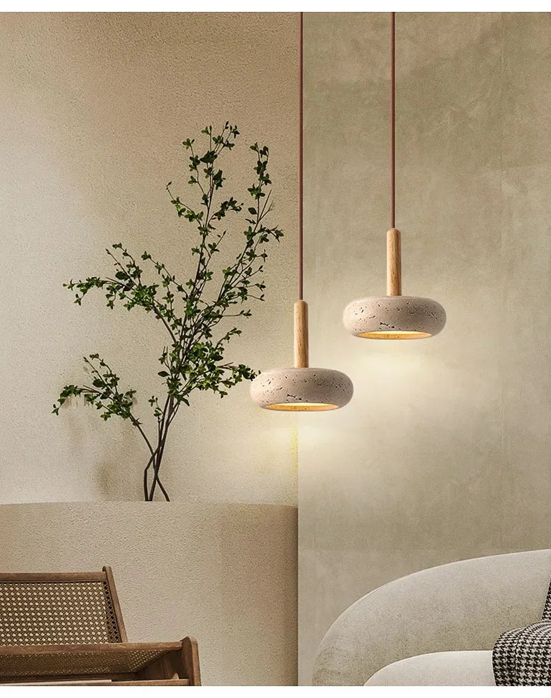 Japandi LED Pendant Lamp Yellow Stone Wabi Sabi Ambient Design