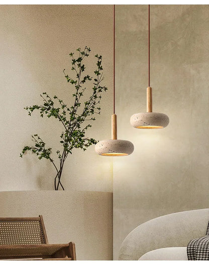 Japandi LED Pendant Lamp Yellow Stone Wabi Sabi Ambient Design