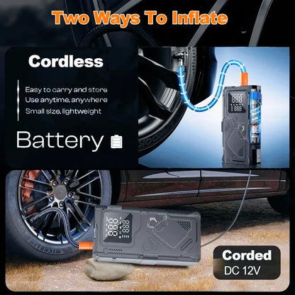 Jump Starter med luftkompressor 6 i 1 bilbatteri booster 5000A peak 150 PSI dekkpumpe 400LM LED-lys Fall 2025 Prep