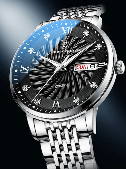 Quartz Wristwatch Stainless Steel Luminous Date Week