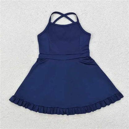 Soft girls' knit dress – knee-length, cotton-elastane, casual wear for active play