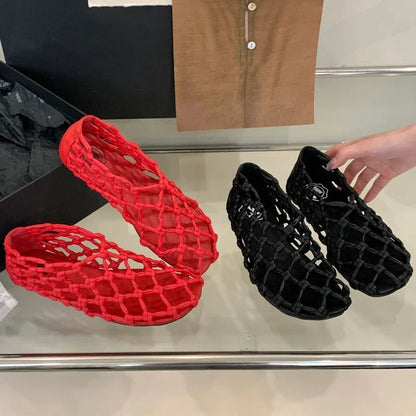 Breathable Women’s Ballet Flats - Mesh Weave, Summer