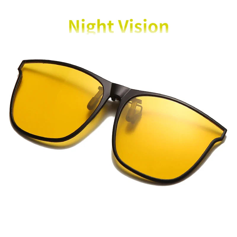 Nattseende Clip-On Solglasögon – Polariserade Fotokromatiska UV Anti-Reflex Körglasögon, Vintage Fyrkantig Stil, Höst 2025 Säker Körning