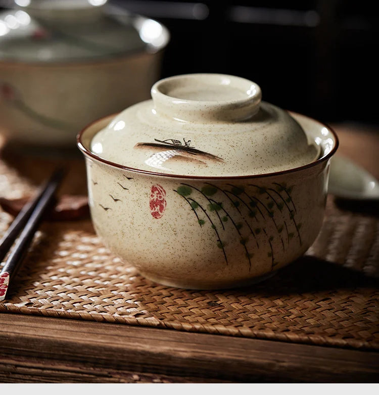 Ramen Skål Stor Keramik Med Lock Retro Höst 2025 Bordsporslin