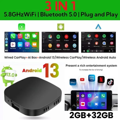 CarPlay AI Box Wireless CarPlay Android Auto Smart TV Box Autunno 2025 Netflix YouTube In Car