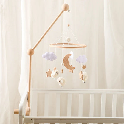 Wooden Felt Animal Crib Mobile With Soothing Calming Music