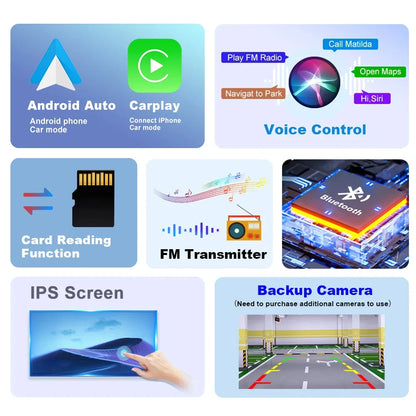 Autoradio 7-Zoll IPS Touchscreen mit CarPlay Android Auto, GPS Navigation, WLAN, Rückfahrkamera