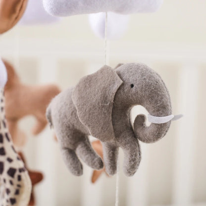 Wooden Felt Animal Crib Mobile With Soothing Calming Music