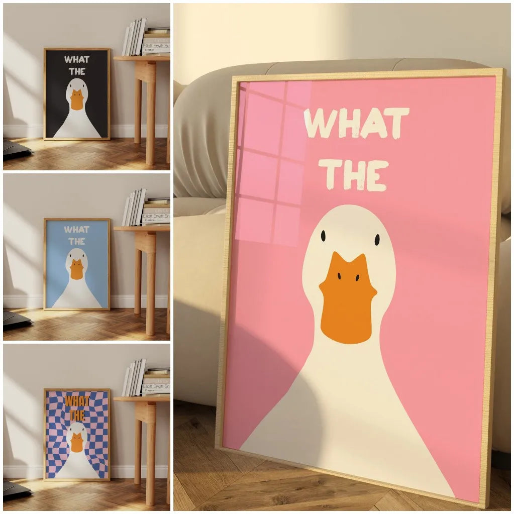 Poster Stampa su Tela What The Duck Impermeabile per Camera da Letto in Dormitorio