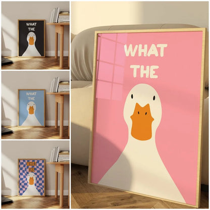 Poster Stampa su Tela What The Duck Impermeabile per Camera da Letto in Dormitorio
