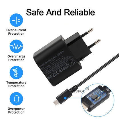 Cargador rápido USB C de 60W con enchufes EU US UK para Switch2