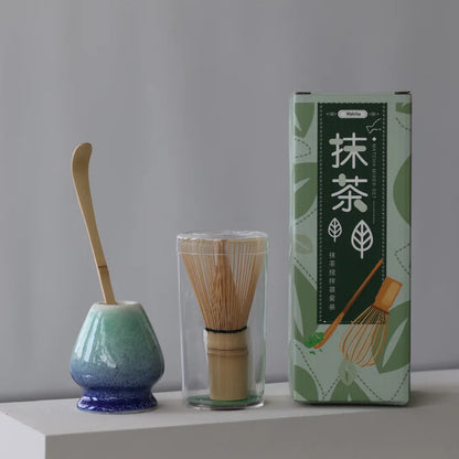 Keramisk Matcha Tesett med Bambusvisp Gaveeske Sett