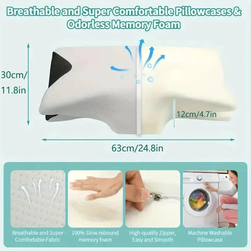Memory Foam Cervical Neck Pillow Orthopedic Slow Rebound Support for Sleep & Relaxation