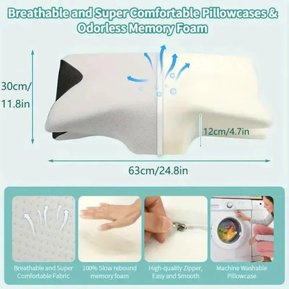 Memory Foam Cervical Neck Pillow Orthopedic Slow Rebound Support for Sleep & Relaxation
