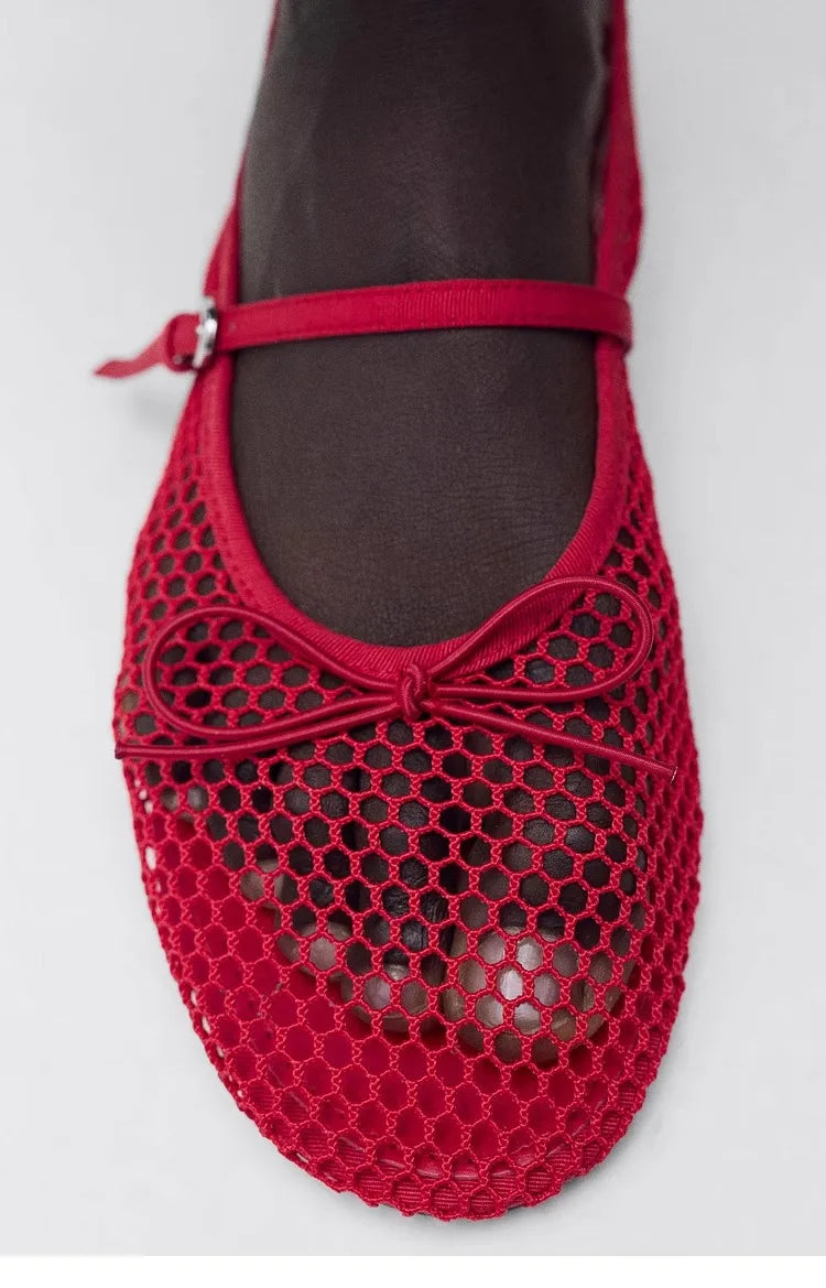 Breathable Women’s Ballet Flats - Mary Jane, Mesh, Summer