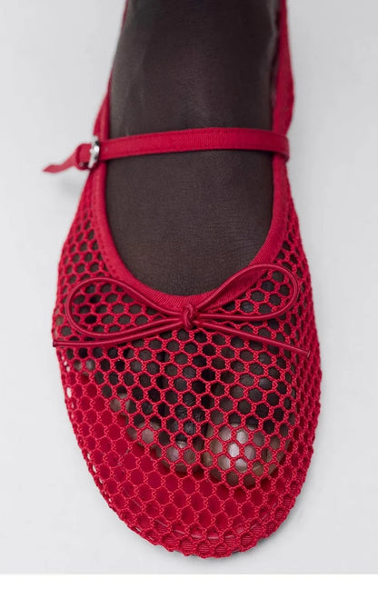 Breathable Women’s Ballet Flats - Mary Jane, Mesh, Summer