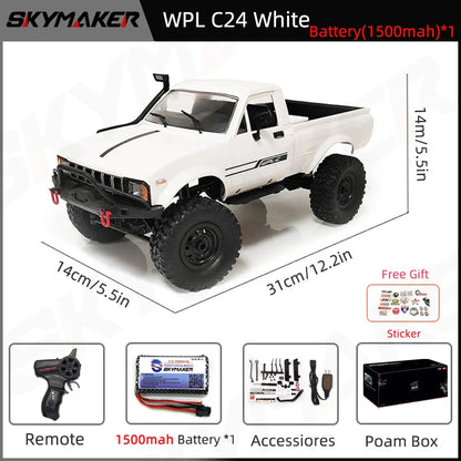 RC Car 1:16 Scale 4WD Rock Crawler Electric Off Road Buggy With LED Lights Gift For Kids 15-20 Min Run Time