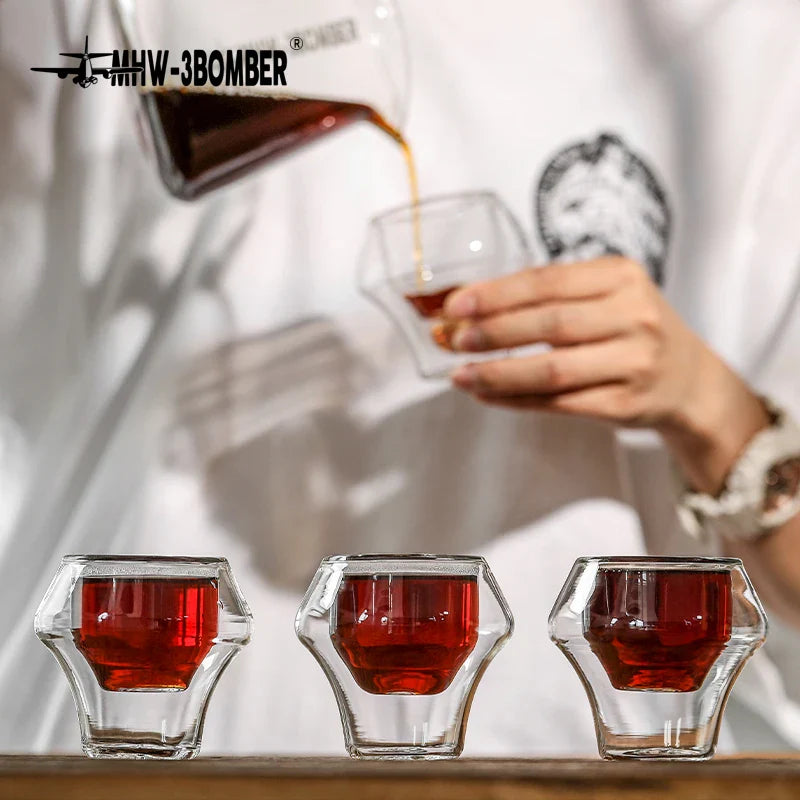 Dobbeltvægs Glas Espresso Kop Anti Brændbar Genanvendelig Te Krus Shotglas, TikTok Viral Efterår 2025 Kunstnerisk Servering