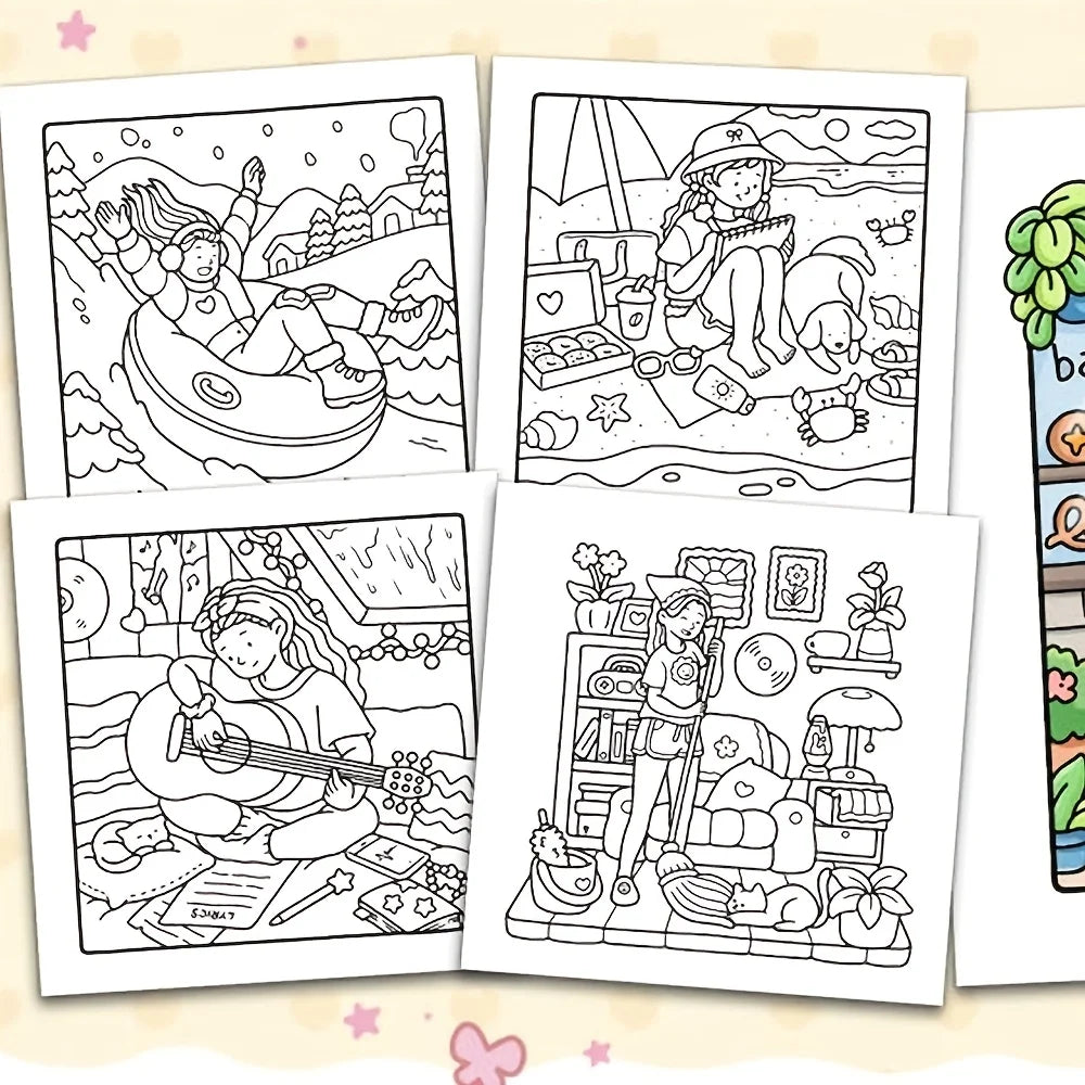 Coloring Book For Adults And Teens Cozy Warm Space Theme Fall 2025 Relaxation Gift For Solo Leisure