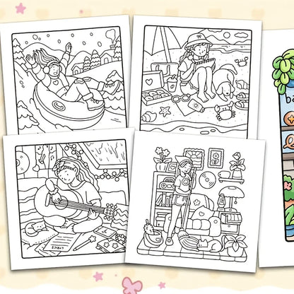 Coloring Book For Adults And Teens Cozy Warm Space Theme Fall 2025 Relaxation Gift For Solo Leisure