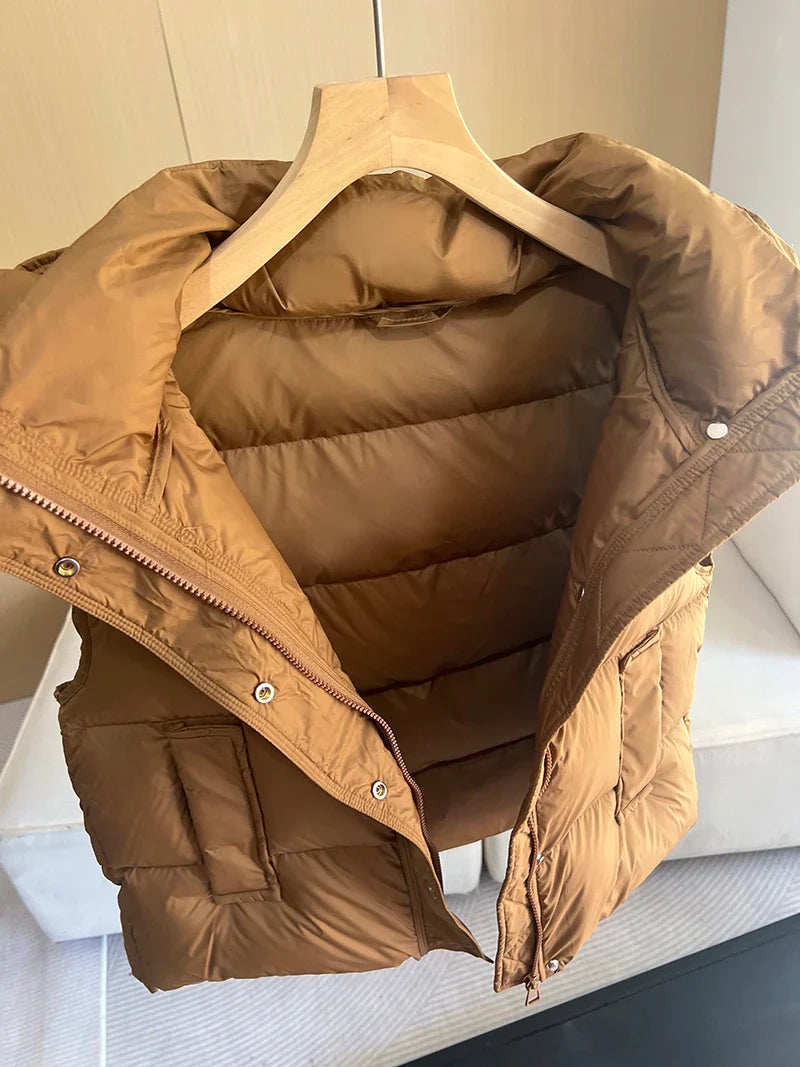 Insulating Women’s Hooded Puff Vest - Hip-Length, Down