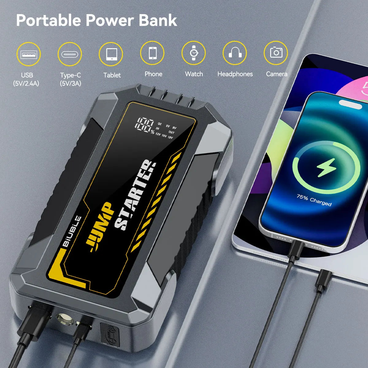 Jump Starter Power Bank 12V Car Booster Portable Emergency Charger Fall 2025 Gift Idea