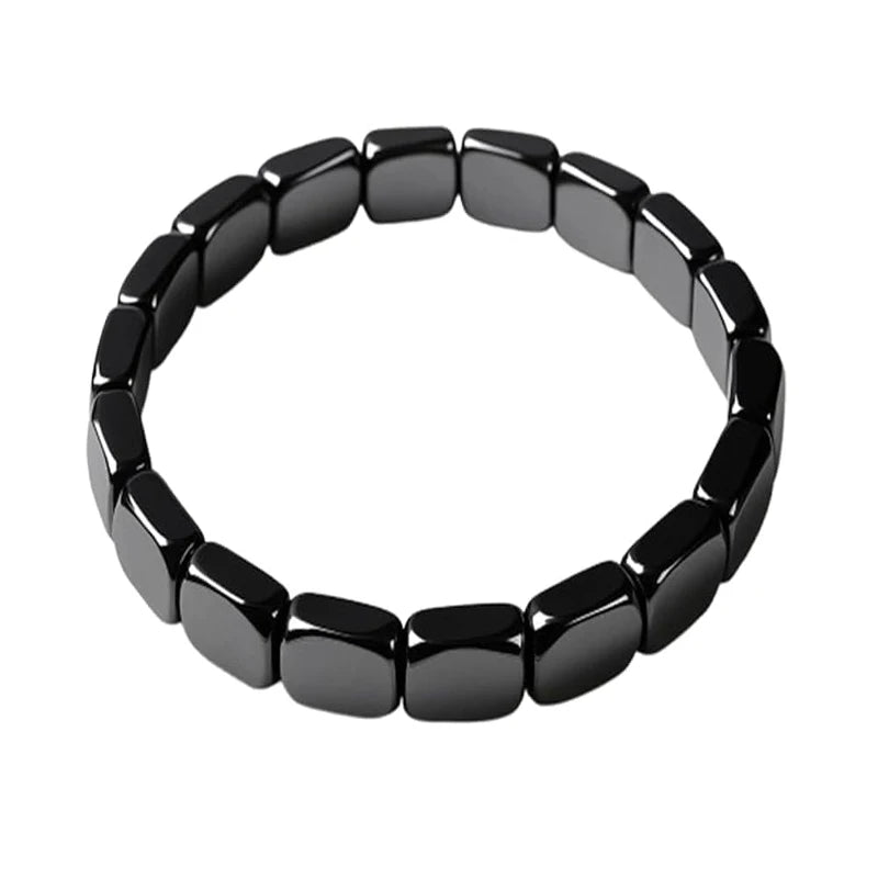 Supportive men's hematite bracelet – natural stone beaded stretch, geometric, gift jewelry