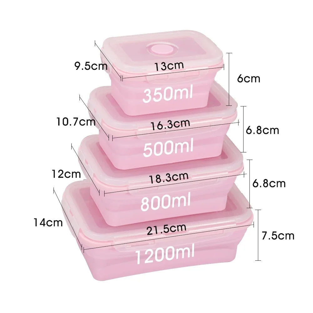 Silicone Collapsible Meal Prep Containers Set - Space-Saving Food Storage with Lids & Vent