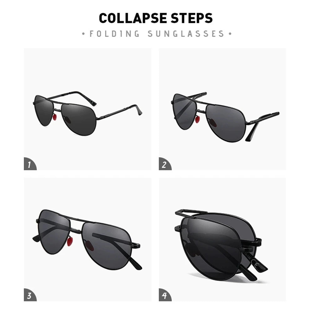 Aviator Sunglasses Foldable Metal Pilot Style Polarized UV400 Sun Glasses, Summer 2026 Trend, All-Day Comfort