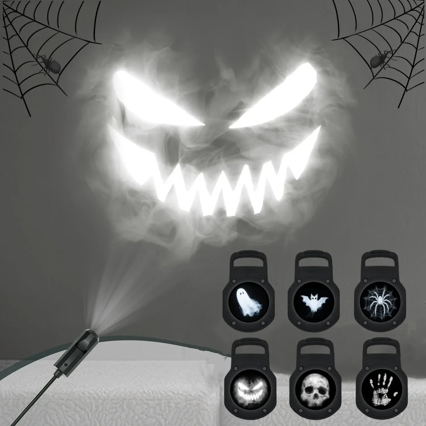 Proyector de Halloween Luz USB Lámpara Proyector LED con Patrones Intercambiables de Fantasma y Calavera Decoración de Techo y Pared Otoño 2025