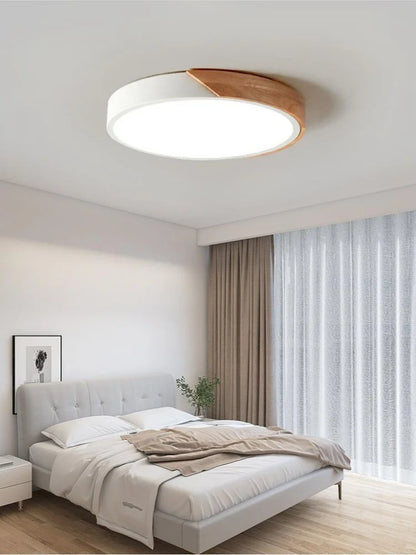Japandi LED loftslampe nordisk træ moderne blød glød diffuser