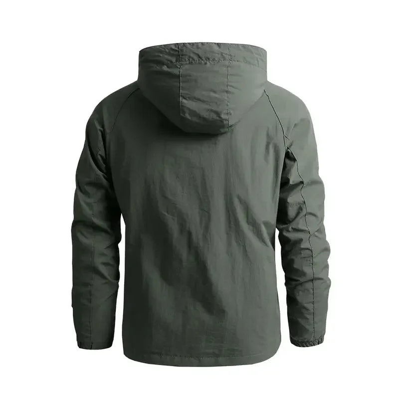 Chaqueta impermeable para hombre - Rompevientos con capucha de poliéster para camping
