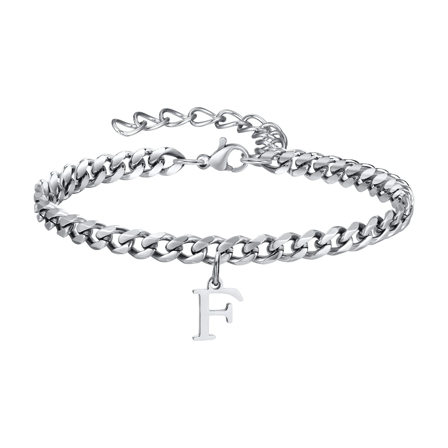 Initials kubansk lenke armbånd rustfritt stål justerbart