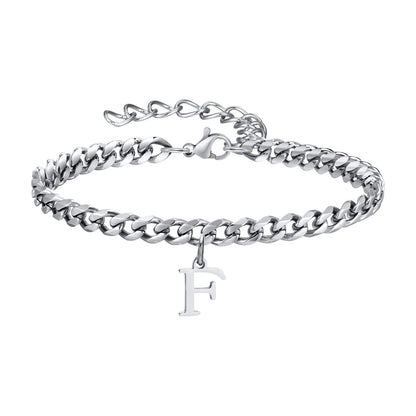 Initials kubansk lenke armbånd rustfritt stål justerbart