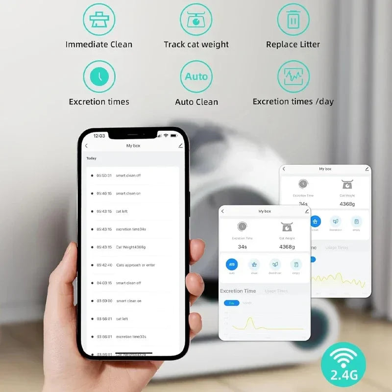 Automatic Smart Cat Litter Box 65L Self Cleaning APP Control Fully Enclosed Litter Box Fall 2025 Gift