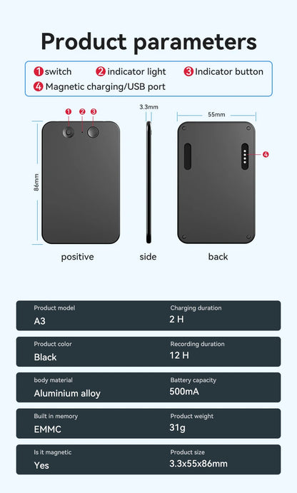 Enregistreur vocal IA avec transcription en temps réel 58 langues