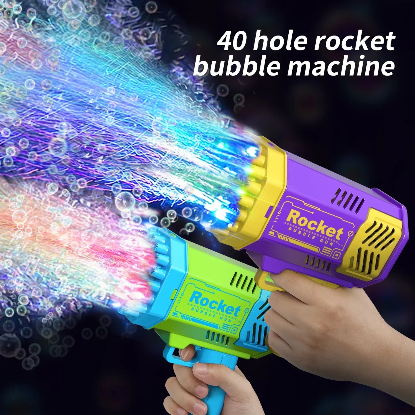 Elektrisk 40-hulls Bubble Blaster Toy - Håndholdt utendørs moro for barn, ingen batterier eller bobleløsning nødvendig