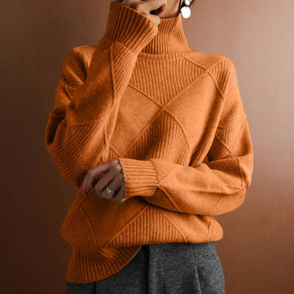 Warm Women’s Turtleneck Sweater - Relaxed, Textured Knit