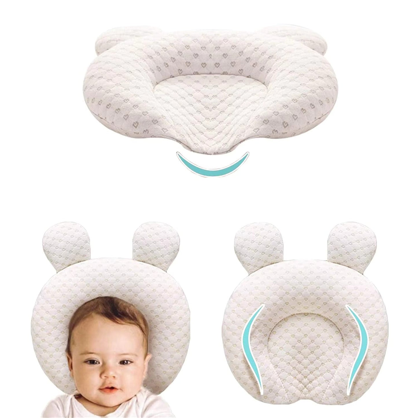 Natural Latex Baby Head Support Pillow - Pediatrician-Recommended Sleep Aid for Flat Head Prevention, Hypoallergenic & Machine Washable, SleepyTime™