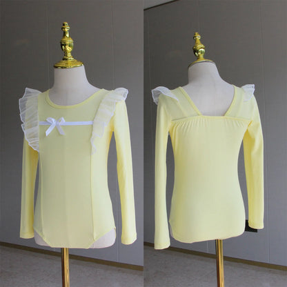 Set body leggero da balletto per ragazze - top con maniche a sbuffo, gonna tutu in tulle, poliestere, per lezione di danza