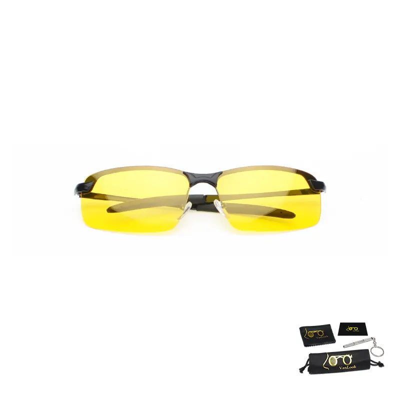 Polarized Night Driving Sunglasses Rimless Alloy Frame UV400 Protection Fall 2025