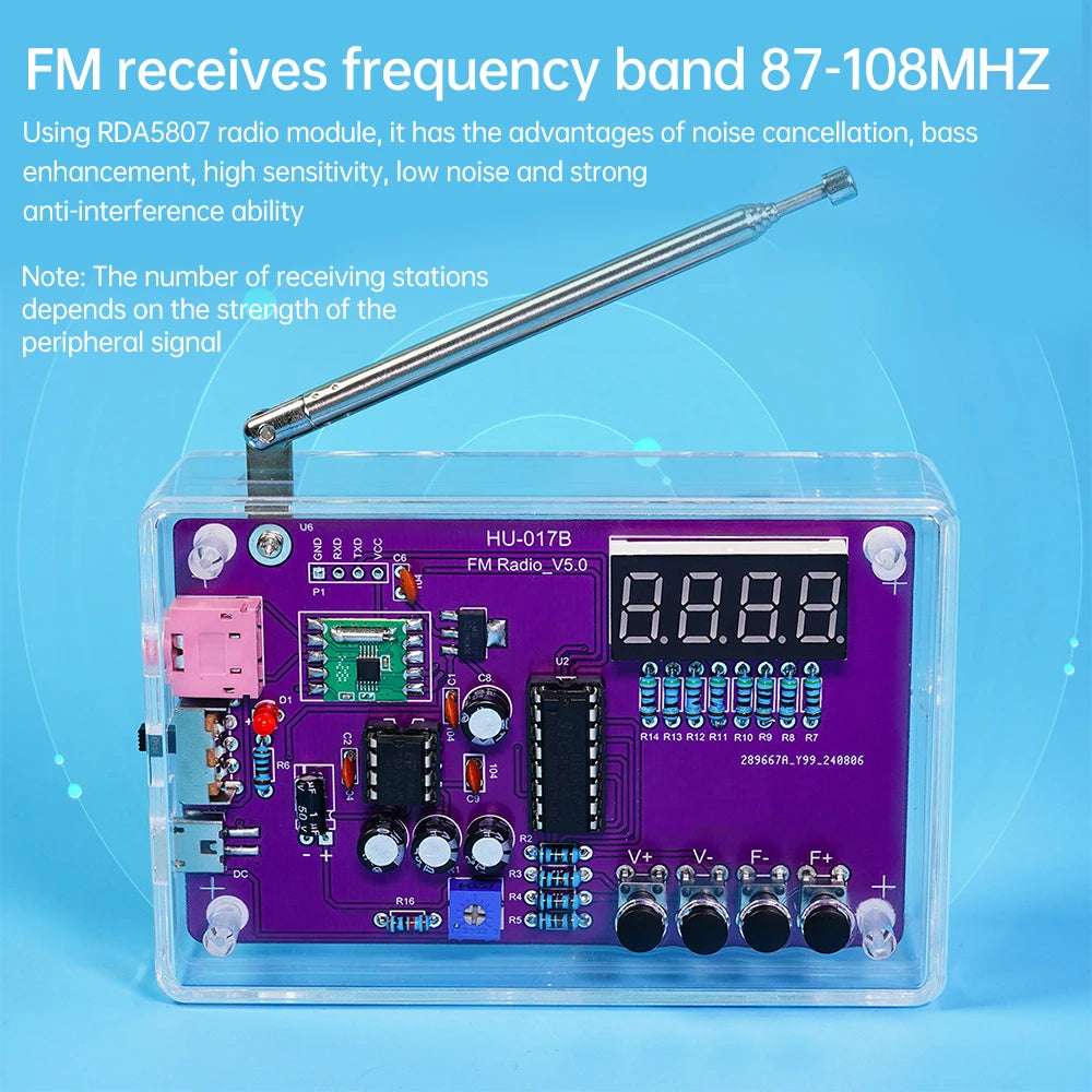 DIY FM Radio Kit 87-108MHz Adjustable Frequency Soldering Practice Kit Back to School 2026 Gift