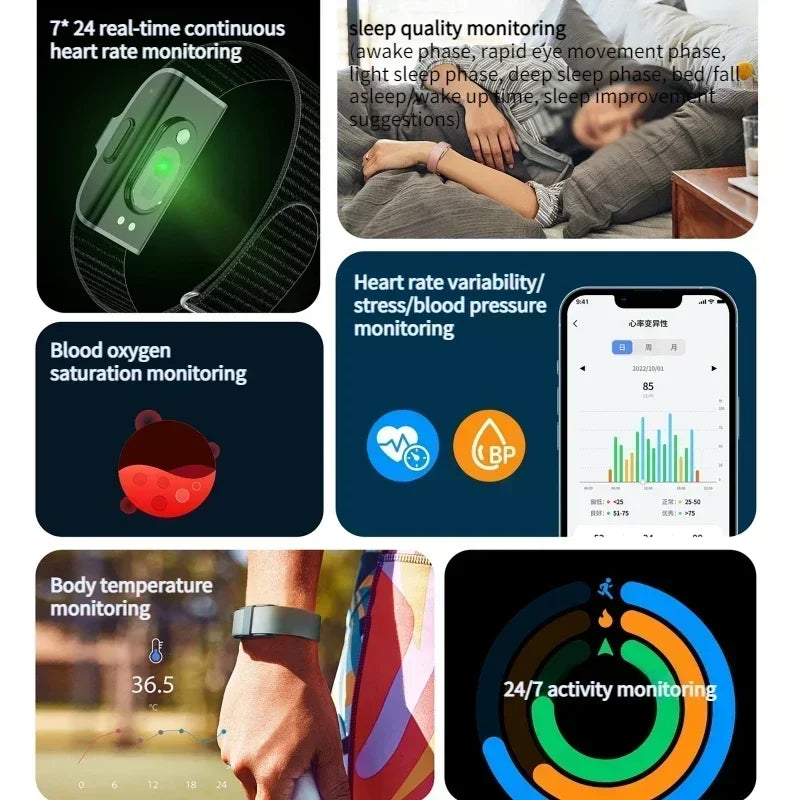 Fitness tracker pulsmåler blodtryksmåler skridttæller vandtæt smart armbånd forår 2026 gave