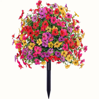 Picchetto da giardino con fiore artificiale, cespuglio fiorito finto da esterno con punta da conficcare nel terreno per decorare cortili, giardini e fioriere, 45 x 36 cm