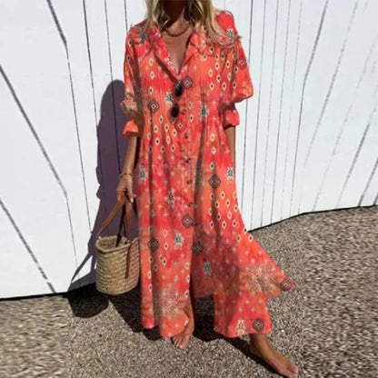 Boho Floral Maxi Dress for Women, Elegant Deep V-Neck Long Dress with Flowy Silhouette, Lightweight Summer Style-4