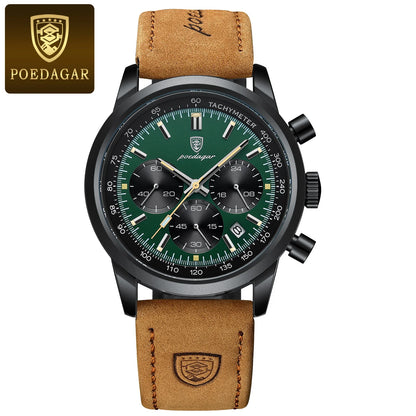 Quartz Watch Leather Chronograph Military Style 2025